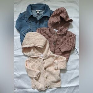Baby Knit Hoodies and Denim Jacket Set